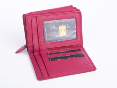 Portfel damski z miękkiej skóry naturalnej różowy Money Maker - obrazek 4