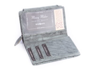 Portfel damski skórzany - brudny szary - Money Maker - obrazek 4