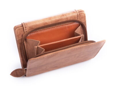 Portfel damski z miękkiej skóry naturalnej jasnobrązowy Money Maker - obrazek 6