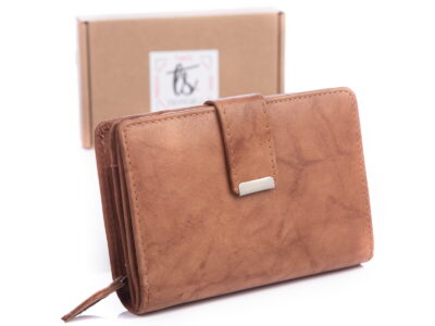 Jasnobrązowy portfel damski skórzany Money Maker