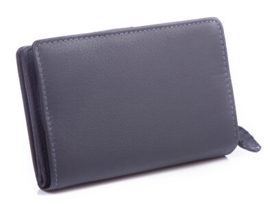 Gładki granatowy skórzany portfel damski Money Maker RFID - obrazek 2