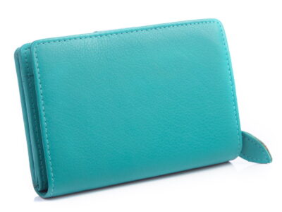 Gładki turkusowy skórzany portfel damski Money Maker RFID - obrazek 2