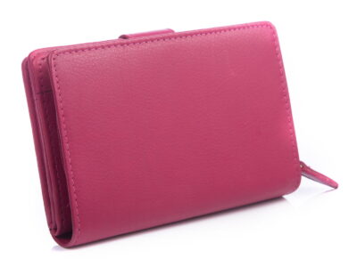 Gładki różowy skórzany portfel damski Money Maker RFID - obrazek 2