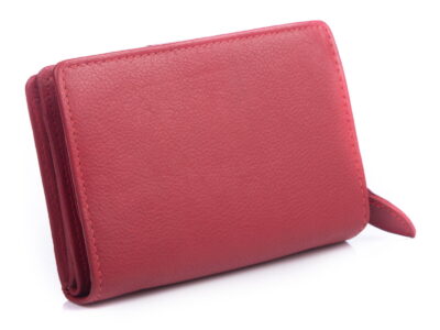Gładki czerwony skórzany portfel damski Money Maker - obrazek 2