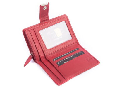 Gładki czerwony skórzany portfel damski Money Maker - obrazek 4
