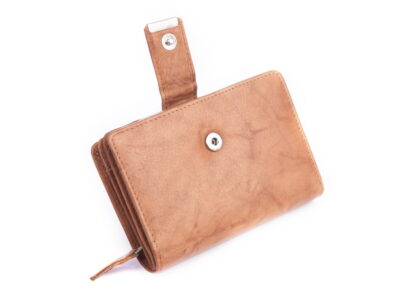 Gładki Jasnobrązowy skórzany portfel damski Money Maker RFID - obrazek 3