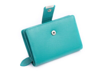 Gładki turkusowy skórzany portfel damski Money Maker RFID - obrazek 3