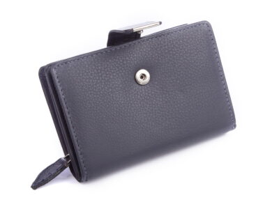 Gładki granatowy skórzany portfel damski Money Maker RFID - obrazek 3