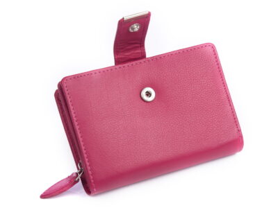 Gładki różowy skórzany portfel damski Money Maker RFID - obrazek 3