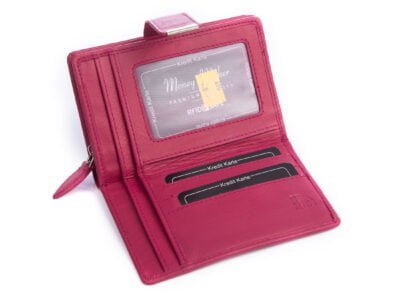 Gładki różowy skórzany portfel damski Money Maker RFID - obrazek 4