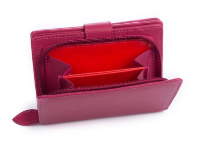 Gładki różowy skórzany portfel damski Money Maker RFID - obrazek 6