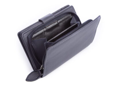 Gładki granatowy skórzany portfel damski Money Maker RFID - obrazek 6