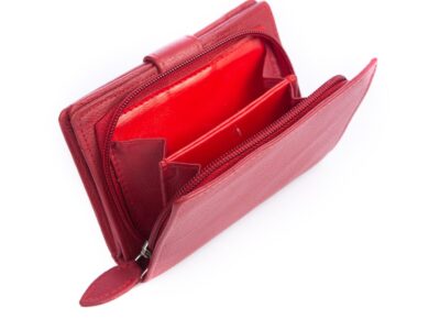 Gładki czerwony skórzany portfel damski Money Maker - obrazek 6