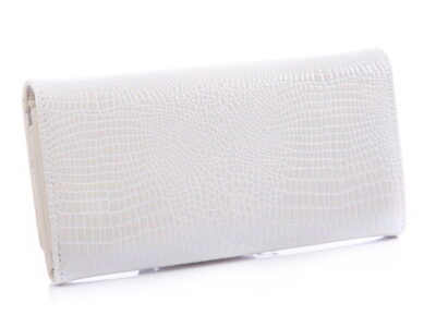 Damski portfel z białej, perłowej skóry lakierowanej Jennifer Jones - obrazek 2
