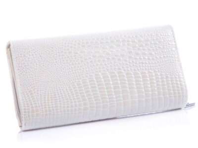 Duży portfel damski biały lakierowany croco Jennifer Jones - obrazek 2