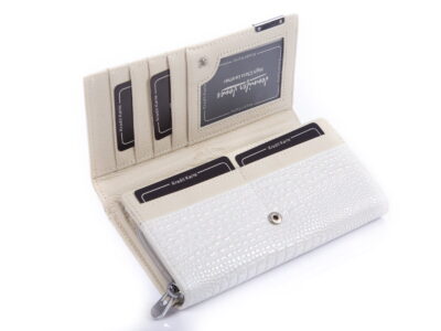 Duży portfel damski biały lakierowany croco Jennifer Jones - obrazek 4