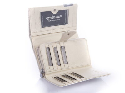 Duży lakierowany portfel damski biały RFID Jennifer Jones - obrazek 4