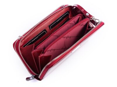 Portfel damski z paskiem na ramię czerwone piórka Jennifer Jones - obrazek 4