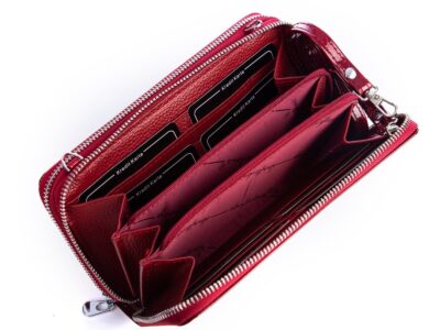 Portfel damski z paskiem na ramię czerwone piórka Jennifer Jones - obrazek 5