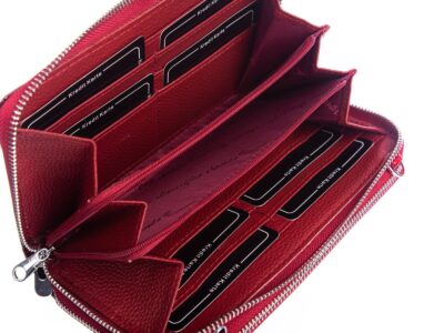 Portfel damski z paskiem na ramię czerwone piórka Jennifer Jones - obrazek 6