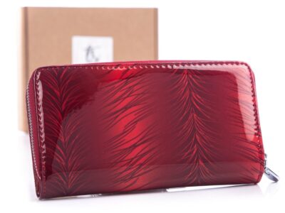Portfel damski skórzany czerwony w piórka RFID Jennifer Jones - obrazek 2