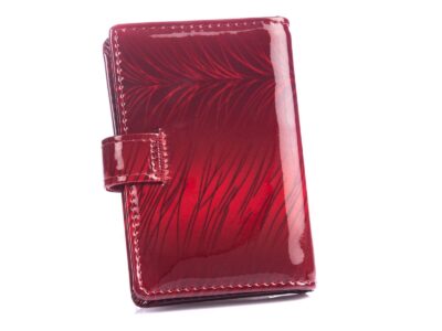 Wizytownik damski skórzany lakierowany krwisto czerwony Jennifer Jones - obrazek 2