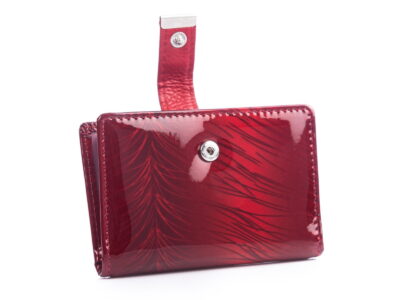 Wizytownik damski skórzany lakierowany krwisto czerwony Jennifer Jones - obrazek 3