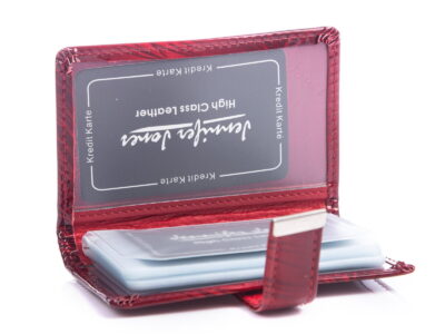 Wizytownik damski skórzany lakierowany krwisto czerwony Jennifer Jones - obrazek 4