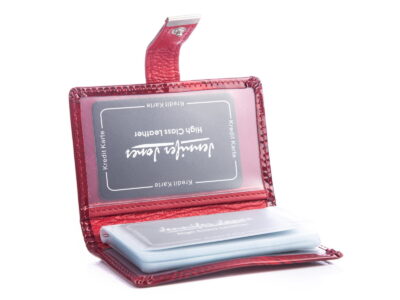 Wizytownik damski skórzany lakierowany krwisto czerwony Jennifer Jones - obrazek 5