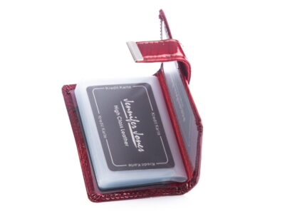 Wizytownik damski skórzany lakierowany krwisto czerwony Jennifer Jones - obrazek 6