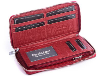 Wiśniowy lakierowany portfel damski kopertowy Jennifer Jones - obrazek 3