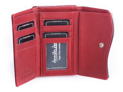 Czerwony lakierowany portfel damski gładki z wzorkiem Jennfier Jones - obrazek 4