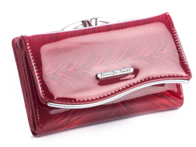 Czerwony lakierowany portfel damski gładki z wzorkiem Jennfier Jones - obrazek 6