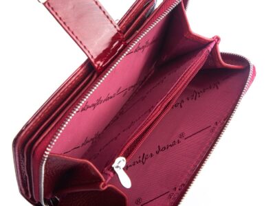 Portfel damski skórzany czerwony w piórka RFID Jennifer Jones - obrazek 6