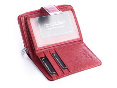 Krwisto czerwony portfel damski lakierowany średni Jennifer Jones - obrazek 4