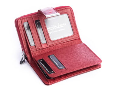 Krwisto czerwony portfel damski lakierowany średni Jennifer Jones - obrazek 5