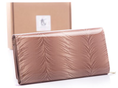 Jennifer Jones Beżowy portfel damski gładki w piórka RFID - obrazek 2