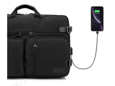 Duża plecako-torba na laptopa 17,3" czarna ZAGATTO - obrazek 6