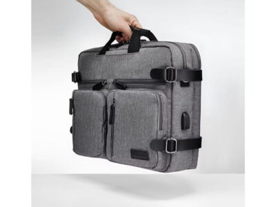 Duża plecako-torba na laptopa 17,3" szara ZAGATTO - obrazek 5