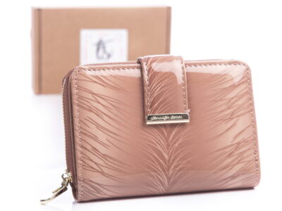 Bezowy ecru portfel damski lakierowany Jennifer Jones 5198