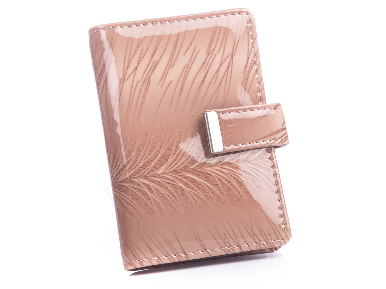 Etui na dokumenty damskie w kolorze ecru lakierowane