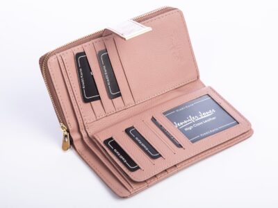 Portfel damski skórzany beżowy w piórka RFID Jennifer Jones - obrazek 4