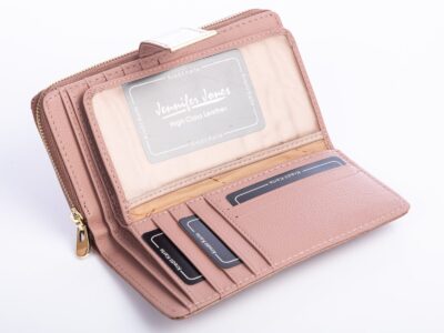 Portfel damski skórzany beżowy w piórka RFID Jennifer Jones - obrazek 5