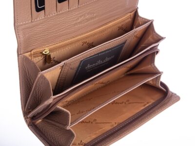 Jennifer Jones Beżowy portfel damski gładki w piórka RFID - obrazek 4