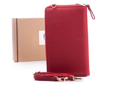 Mini torebka portfel na telefon z paskiem na szyję czerwona Jennifer Jones - obrazek 2