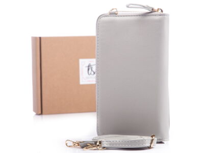 Mini torebka portfel na telefon z paskiem na szyję szara Jennifer Jones - obrazek 2