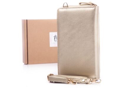 Mini torebka portfel na telefon z paskiem na szyję złota Jennifer Jones - obrazek 2