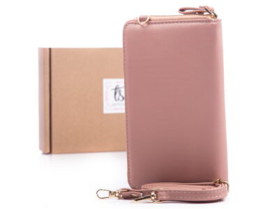 Mini torebka portfel na telefon z paskiem na szyję różowa Jennifer Jones - obrazek 2