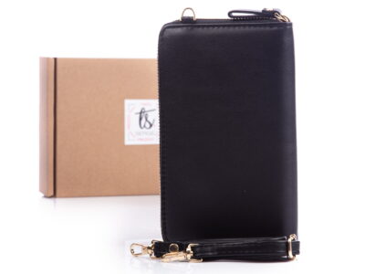 Mini torebka portfel na telefon z paskiem na szyję czarna Jennifer Jones - obrazek 2