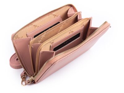 Mini torebka portfel na telefon z paskiem na szyję różowa Jennifer Jones - obrazek 10